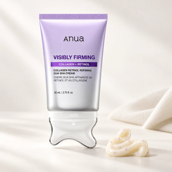 Anua Collagen Retinol Refining Gua Sha Cream 80ml with built-in massage applicator, front packshot
